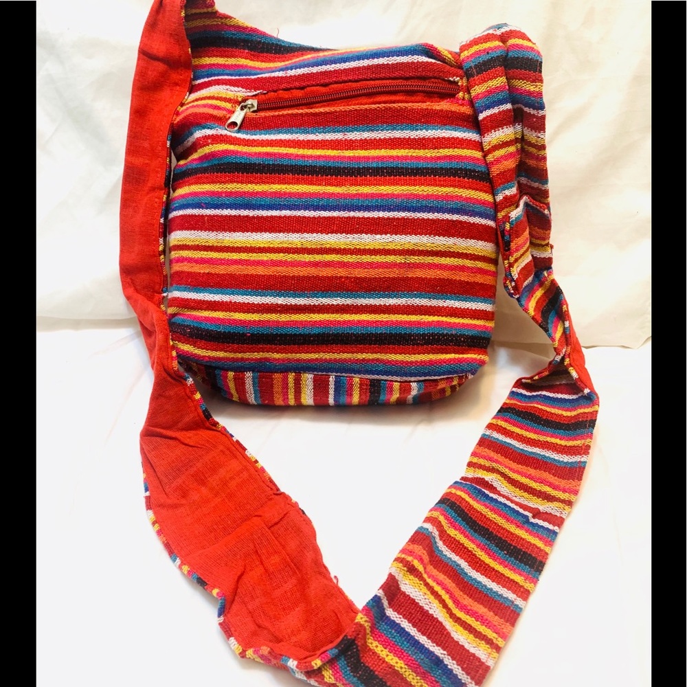 Cotton Stripes sling cross body bag